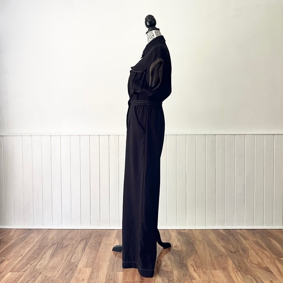 Rock & Republic Button Down Short Sleeve Jumpsuit with TopStitching Size M - Picture 5 of 14